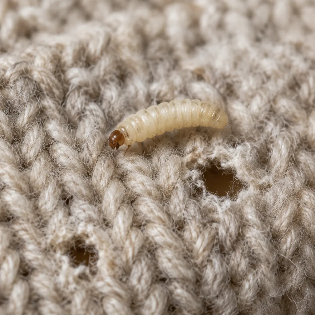 Mite des vêtements, vue au macro